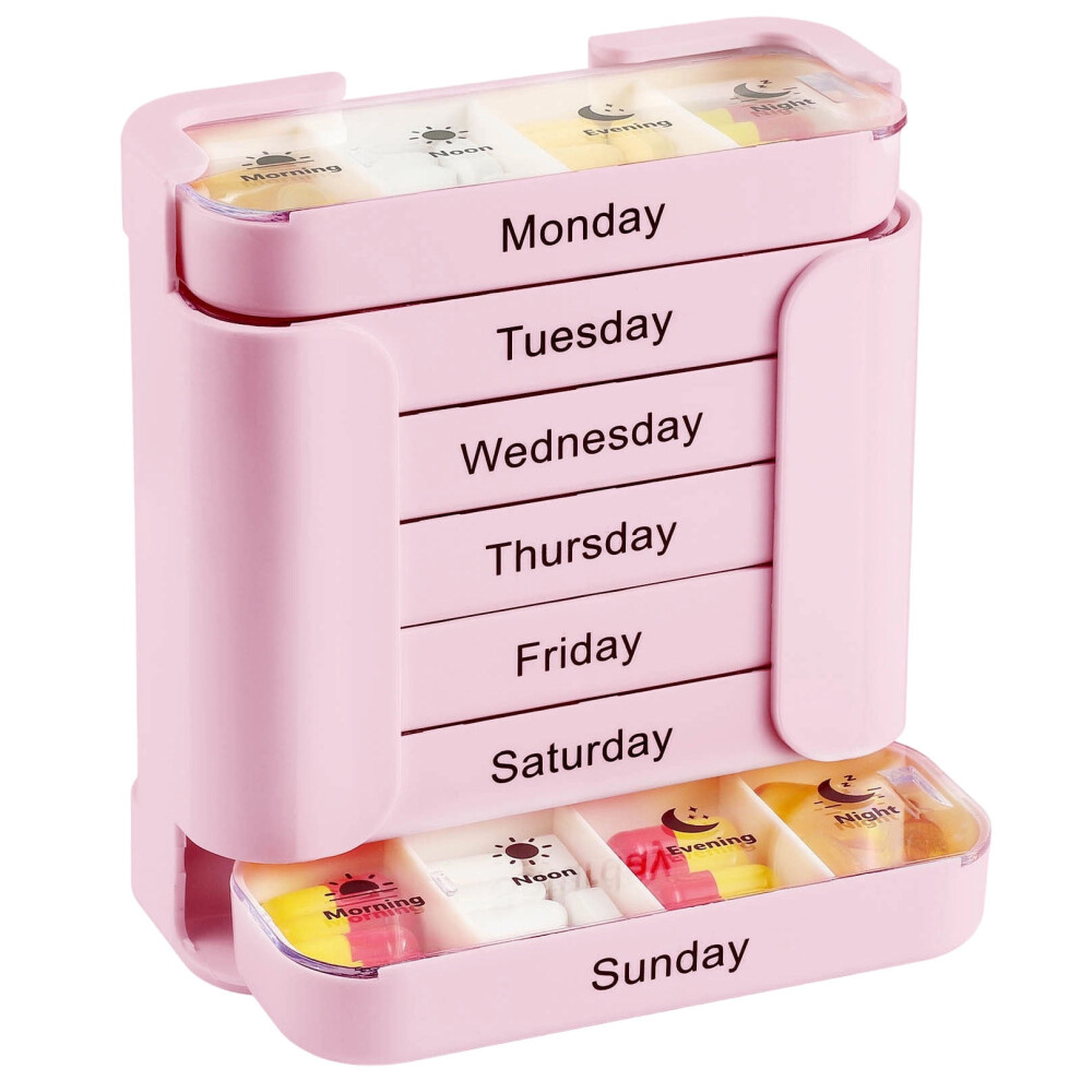 Weekly Pill Organizer with Stackable Compartments 7 Days 4