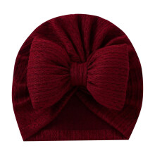Baby knitted hairbands burgundy bow flower free size