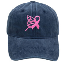 Unisex Cancer Awareness Baseball Cap Pink Ribbon Navy