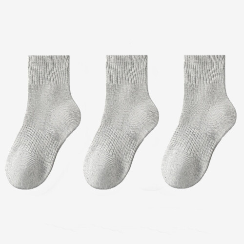 Children's Cotton Sports Socks Solid Color 3-Pack