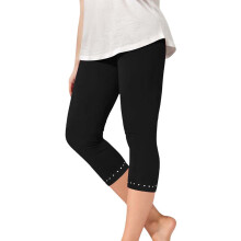 Capri Leggings for Girls High Waisted 3/4 Length Black Size