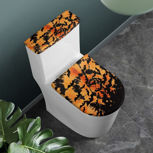 Toilet Lid Cover Set Elastic Bottom Universal Stretch 2 1