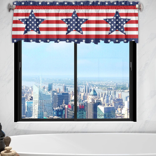 Independence Day Kitchen Valance Red Blue White Stars