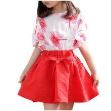 Girls Metallic Skater Skirt Red 7-8 Years