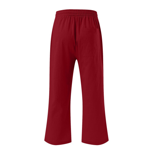 SYMOID Women's Linen Blend Capris with Pockets Red 5XL 2