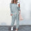 Damen-Loungewear-Set, Langarmpullover und hochgeschnittene Hose 1