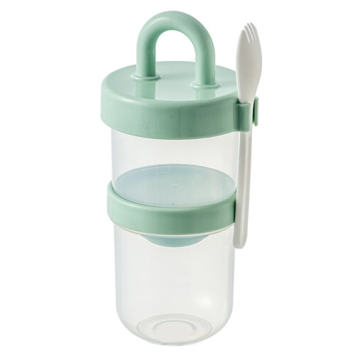 Salad Container Portable Leak-Proof Layered Bowl Green