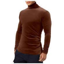 Pull homme uni à col montant et manches longues