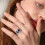 Adjustable Alloy Retro Open Ring Blue Silver Plated 5