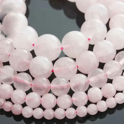 Fio de contas redondas de quartzo rosa, pedra natural, 6 mm