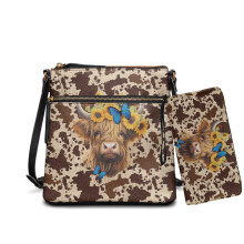 Kožená crossbody kabelka Highland Cow Sunflower a