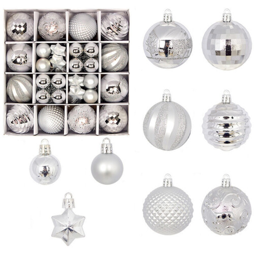 Christmas Ball Ornaments Set Gold White 44PCS