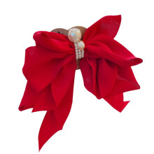 Women's Satin Bow Pearl Hair Clips with Chiffon Material for Various Occasions