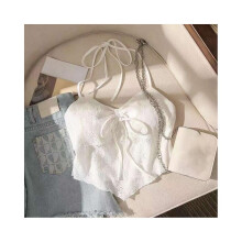Débardeur en polyester avec coussinets de poitrine et sangle à nœud
