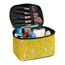 Draagbare make-upkoffer met bananenprint, 8,86 x 6,5 x 5,9 inch (dubbelzijdig).