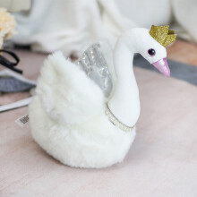 Black and White Swan Plush Decor Set - Romantic Couple