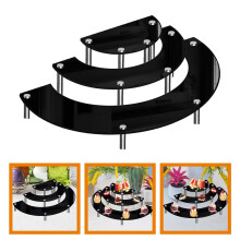 HEMOTON 1 Set Cake Stand For Birthday Party Elegant Stackable Design Black Acrylic And Metal For Home Users