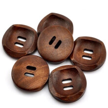 Round Sewing Buttons Coffee Brown Wood 10 Pack 30mm