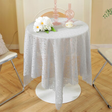 Round Tablecloth - Embroidered Sheer Lace Cover with Non-Slip Design for Formal Dining and Casual Home Decor(Gray)