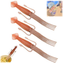 Squid Pasta Fork – 3-in-1 Heat-Safe Silicone Utensil, Cute Seafood-Themed Ramen & Pasta Fork, Compatible with Non-Stick Cookware