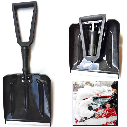 Folding Snow Shovel 25 Inch Lightweight Ergonomic Black