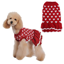 Knitted Dog Sweater Dress for Small Breeds Winter Warm