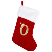 Monogrammed Christmas Stockings 20 Inches, Red Velvet Stocking with Letters A-Z, White Cuff for Holiday Decor, Fireplace Mantel, Tree