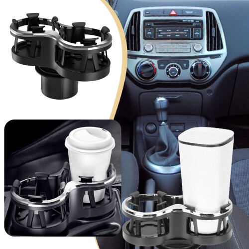 Car Cup Holder ABS Dual Slot Adjustable Expandable 2