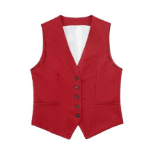 Women's Linen Blend Vest Jacket Red