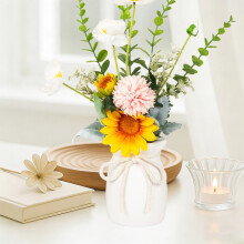 Imitation Ceramic Plastic Vase, White Desktop Flower Vase, Home Office Tabletop Decor, 1 Piece
