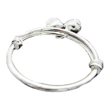 Silver Plated Adjustable Bell Charm Bangle for Toddler