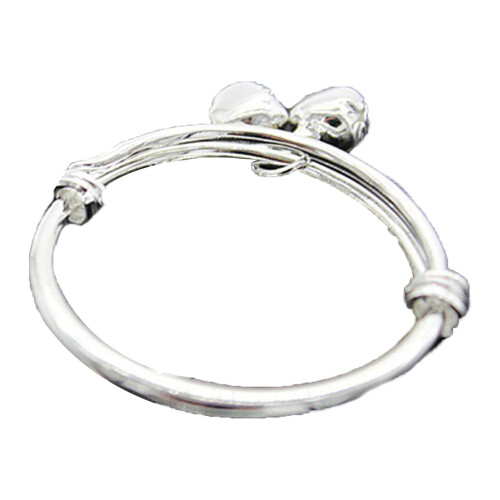 Silver Plated Adjustable Bell Charm Bangle for Toddler