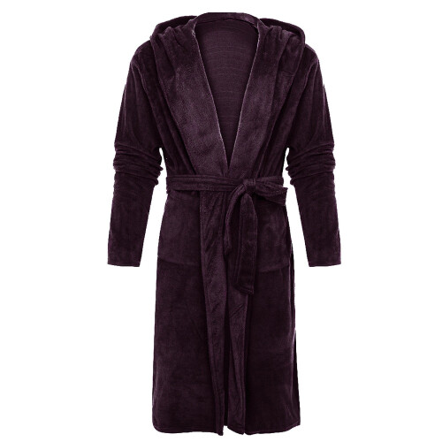 Women's Hooded Terry Cloth Bathrobe Purple Lightweight Soft 1