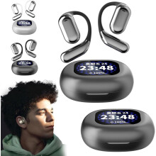 Auriculares Bluetooth 5.4 de oído abierto con resistencia al agua IPX5 y pantalla LED.