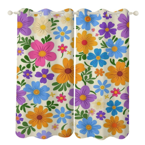 Floral Printed Window Curtains Blackout Thermal Insulated
