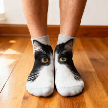 Pet Face Print Cat Eye Socks, Soft Breathable Mid-Calf Casual Socks for Men & Women, Fun Novelty Gift – Compatible with Daily Wear
