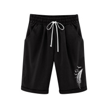Girls Bermuda Shorts Black Knee-Length Straight-Leg Casual