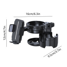 Motorbidon met telefoonhouder als accessoire.