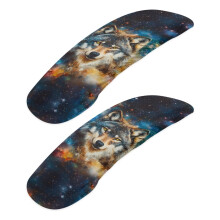 Wolf Galaxy Print Soft Office Chair Armrest Slipcovers Covers Pads, Durable Washable Office Chair Armrest Covers Stretchable 2 Pcs