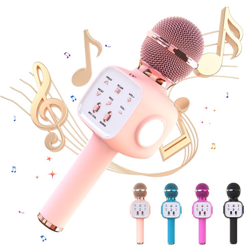 Karaoke Microphone Wireless 6-in-1 for Kids Gold
