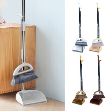 Ensemble balai et pelle à poussière à long manche pour planchers de bois franc