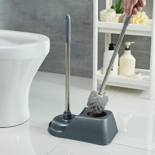 Scopa per WC con base a ventosa e manico lungo
