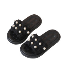 Sandalias infantiles Cloud Slides sin cordones con suela gruesa antideslizante, color negro.
