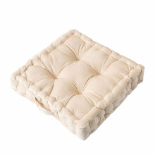 Square velvet floor pillow beige 16 inch