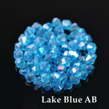 Kristallglas-Bikonusperlen, seeblau AB, 4 mm, 100 Stück