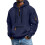 Herren-Freizeit-Sweatshirt mit Kapuze, dick gefüttert, marineblau, Größe M 1