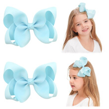 Hair Bows for Girls White Grosgrain Ribbon 2 pcs