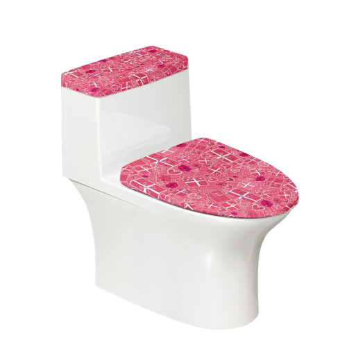 Ensemble de couvre-abattants de toilette en polyester avec bord élastique, Love