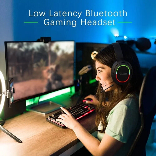 Wireless Gaming Headset For PS4, PS5, Xbox, Switch, PC Foldable Noise-Cancelling-Green 2