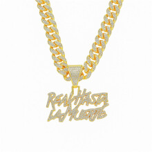 Collier cubain hip-hop avec pendentif lettres 13 mm
